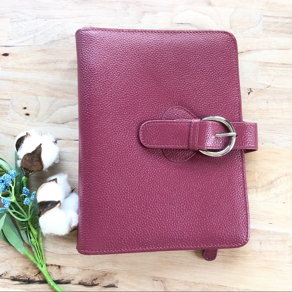 Franklin Covey Leather Ava Binder, Classic Plum